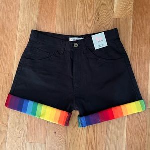 Rainbow Pride Bunny Style Cuff Shorts - NEW WITH TAGS